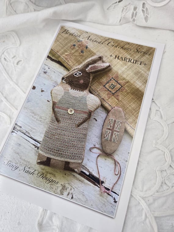 Harriet, Animal Crackers British Series...Stacy Nash Primitives...cross stitch chart...rabbit