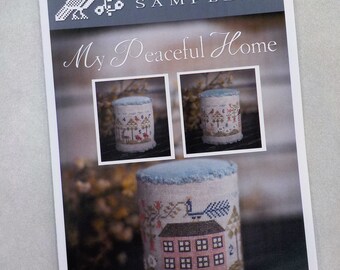 My Peaceful Home by Plum Street Samplers...cross stitch pattern, house cross stitch, pin drum cross stitch pattern