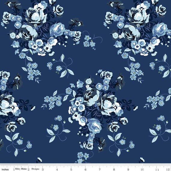 Tulip Cottage Main Navy C14260-NAVY designed by Melissa Mortenson for Riley Blake Designs