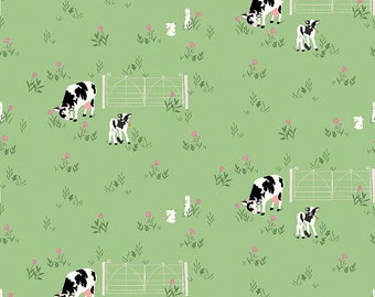 Tulip Cottage Cows and Bunnies Grass C14262-GRASS designed by Melissa Mortenson for Riley Blake Designs