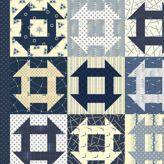 Swatch Book...55143D-1 Navy...designer Iowa Quilt Museum...Windham Fabrics