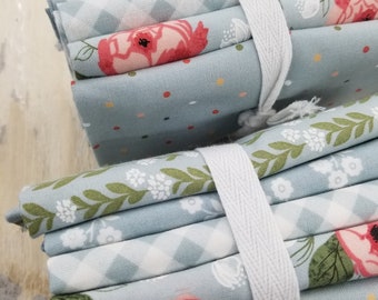 Country Rose Smokey Blue fat quarter bundle by Lella Boutique for Moda Fabrics...5 prints