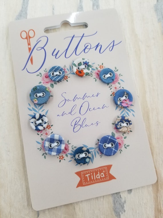 Creating Memories...Summer and Ocean Blues...Button Card...Tilda fabrics...Tone Finnanger