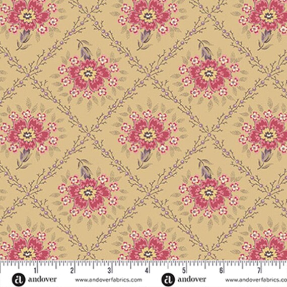 Wildflower Cottage...A-1591-R...Buttercup...Trellis...Renee Nanneman...Andover Fabrics
