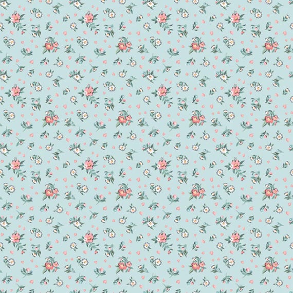 Granny's Sewing Room...Hearts and Posies blue...GS25917...Sheri McCulley...Poppie Cotton
