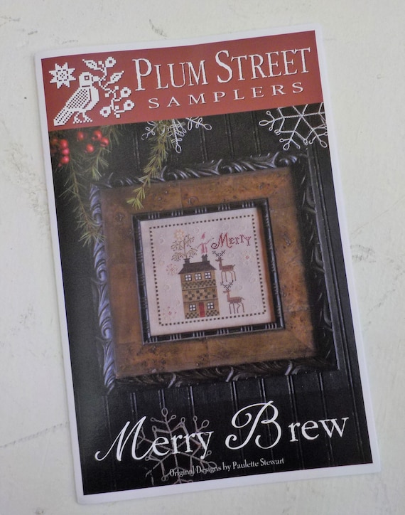Merry Brew by Plum Street Samplers...cross stitch pattern, Christmas cross stitch, winter cross stitch