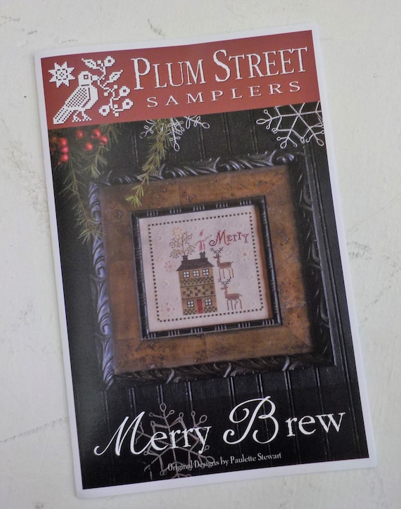 Merry Brew by Plum Street Samplers...cross stitch pattern, Christmas cross stitch, winter cross stitch