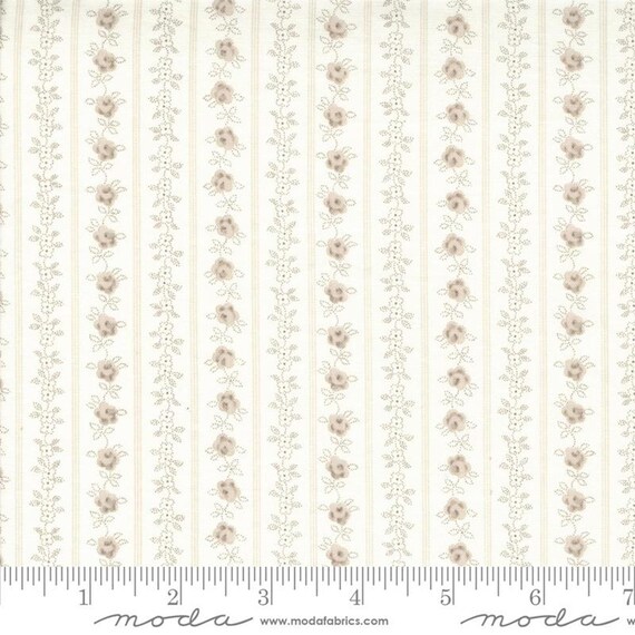Hollyhocks & Roses...Linen 3056-18...Bunny Hill Designs...Moda Fabrics
