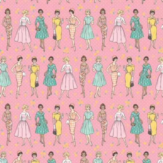 Delightful Department Store Pink Delightful by Amy Jordan for Poppie Cotton, pastel print