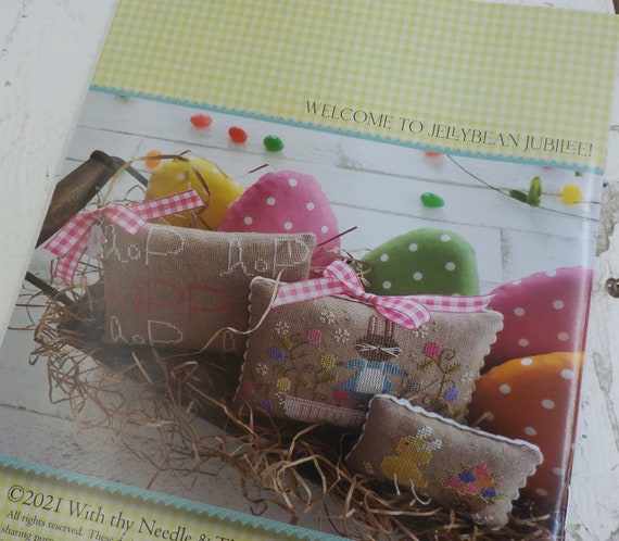 Jelly Bean Jubilee by Brenda Gervais of With Thy Needle and Thread...cross stitch pattern, Easter cross stitch, bunny cross stitch
