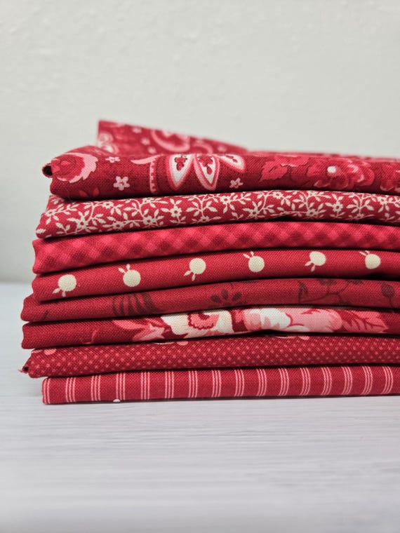 Petals and Polka Dots...Red HALF Yard Bundle...Bunny Hill Designs...Moda Fabrics...8 prints