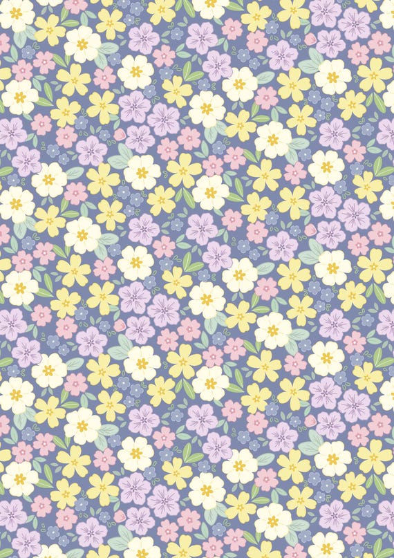 Dear Spring...CC68.3...primrose prairie...dusky dark blue...Cassandra Connolly...Lewis & Irene