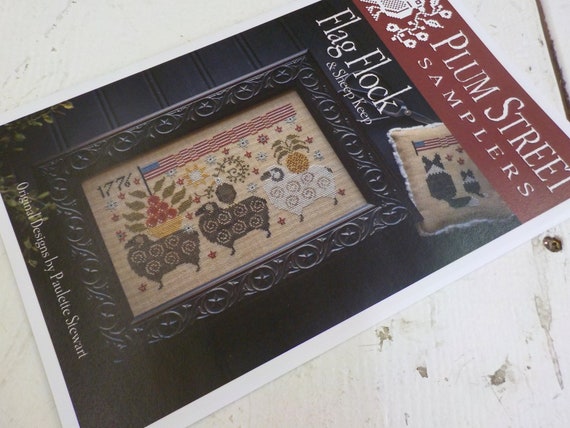 Flag Flock & Sheep Keep by Plum Street Samplers...cross stitch chart, sheep cross stitch