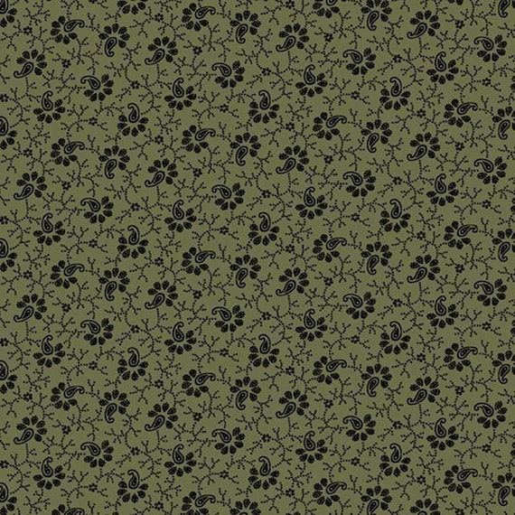 Bluebird Manor...Paisley Flower R221049D GREEN...Paula Barnes...Marcus Fabrics