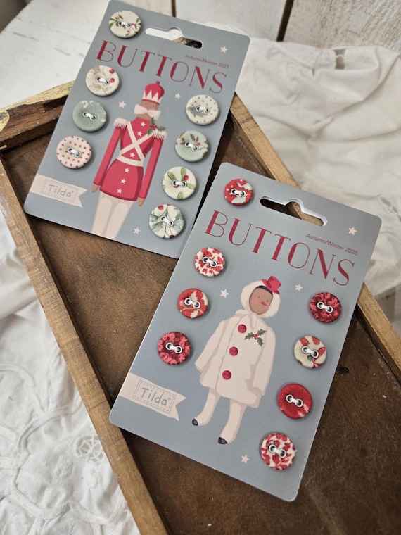 Merry Little Christmas...Button Cards...Tilda Autumn 2025...Tone Finnanger...2 options