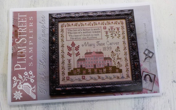 Pink House Sampler by Plum Street Samplers...cross stitch pattern, house cross stitch