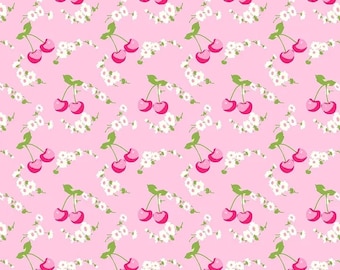 Picnic TW16 Pink by Tanya Whelan...cottage style print, cherries