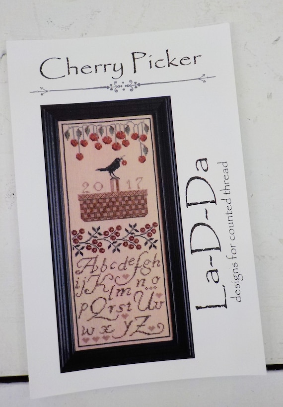 Cherry Picker by La-D-Da...cross stitch pattern, house cross stitch, sampler cross stitch