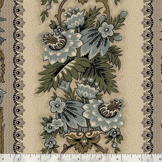 Bluebird Manor...Bluebird Stripe R221045D  BEIGE...Paula Barnes...Marcus Fabrics