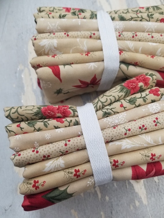 Poinsettia Plaza Parchment 7 fat quarter bundle by 3 Sisters for Moda Fabrics