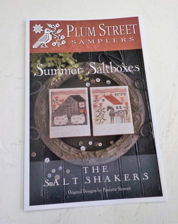Summer Saltboxes, The Salt Shakers by Plum Street Samplers...cross stitch pattern, summer cross stitch, easter cross stitch, rabbit