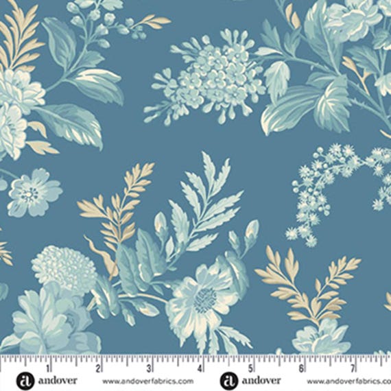 Sewing Bird...A-1600-B Indigo...Bed of Roses...Edyta Sitar...Laundry Basket Quilts...Andover
