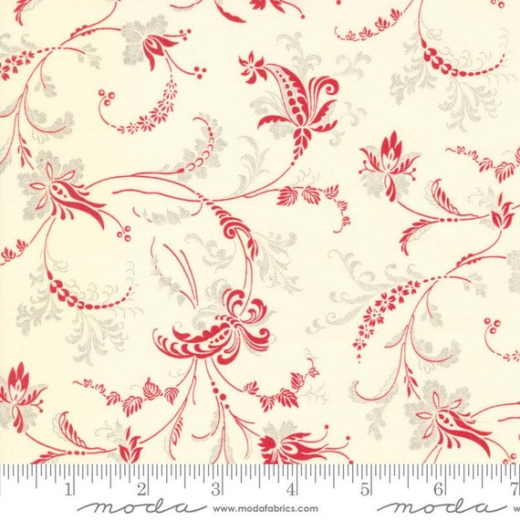 Etchings, Collections for a Cause, Parchment Red 44333 22 by 3 Sisters and Howard Marcus for Moda Fabrics