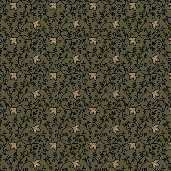Old Village Greens...R171781D-GREEN...garden trail...Pam Buda...Marcus Fabrics