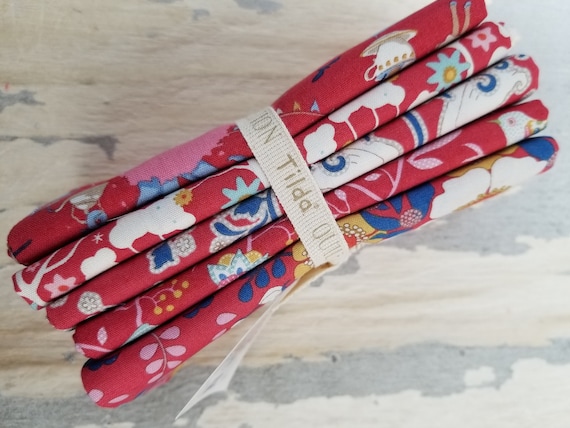 Jubilee Red fat quarter bundle...a Tilda Collection designed by Tone Finnanger...5 fat quarters