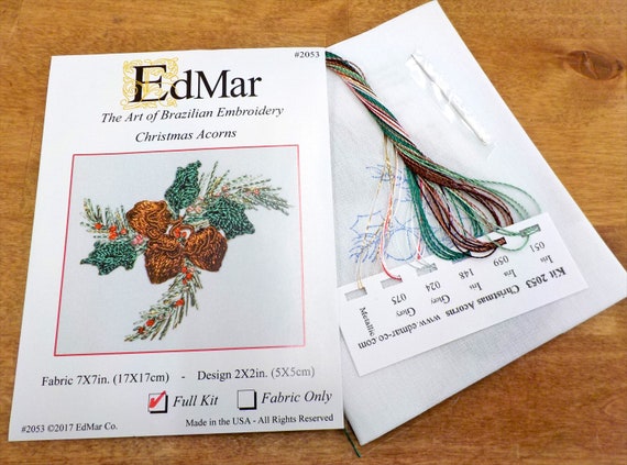 Christmas Acorns #2053...EdMar kit...Brazilian embroidery...christmas kit...christmas embroidery