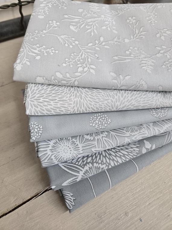 Alabaster Hues...Grey Palette...HALF Yard Bundle...Vanessa Lillrose & Linda Fitch...Robert Kaufman...6 prints
