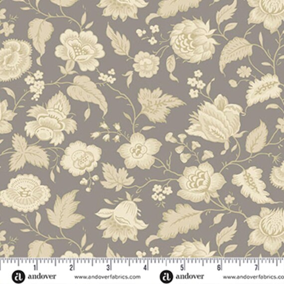 Wildflower Cottage...A-1592-C...Pewter...Quaint...Renee Nanneman...Andover Fabrics