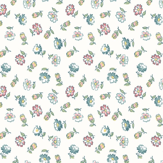 Terrace Blooms....MAS10824-W...White...Tossed Flowers...Maywood Studio