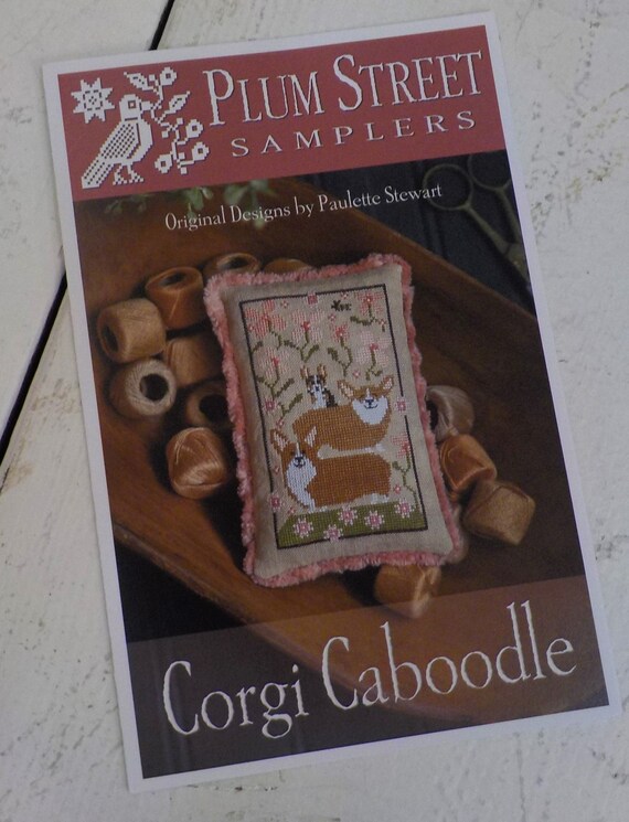 Corgi Caboodle by Plum Street Samplers...cross stitch pattern, corgi cross stitch