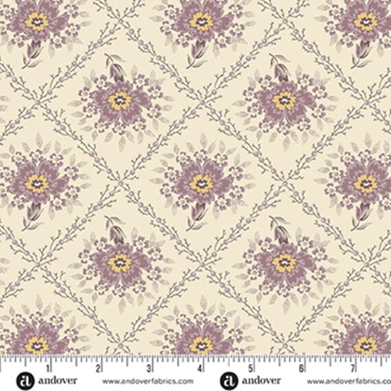 Wildflower Cottage...A-1591-P...Pansy...Trellis...Renee Nanneman...Andover Fabrics