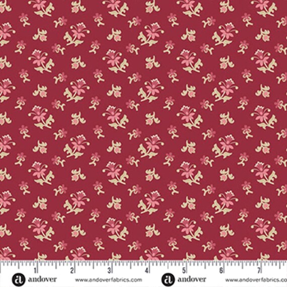 Wildflower Cottage...A-1593-R...Crimson...Scatter Garden...Renee Nanneman...Andover Fabrics