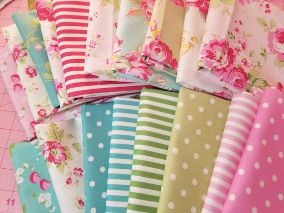 Picnic fat quarter bundle by Tanya Whelan...cottage style prints, 18 fat quarters