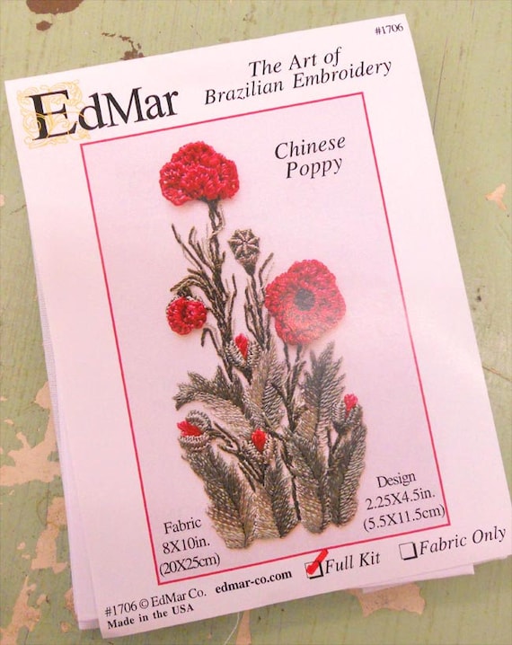 Chinese Poppy...EdMar 1706 project...Brazilian embroidery