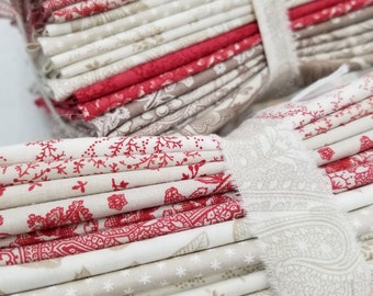 Cranberries & Cream...18 fat quarters...by 3 Sisters for Moda Fabrics...Christmas...red and cream
