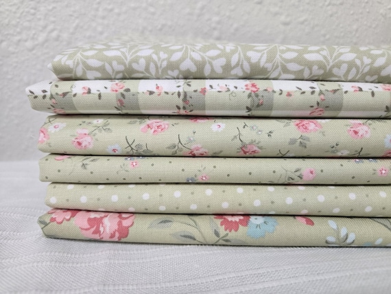 Abide...Light Green HALF Yard Bundle...Brenda Riddle of Acorn Quilt Company...Moda Fabrics...6 prints