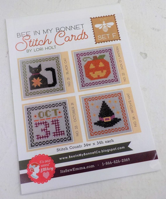 Bee in My Bonnet Stitch Cards, Set F by Lori Holt of Bee in My Bonnet, cross stitch pattern, it's sew emma stitchery