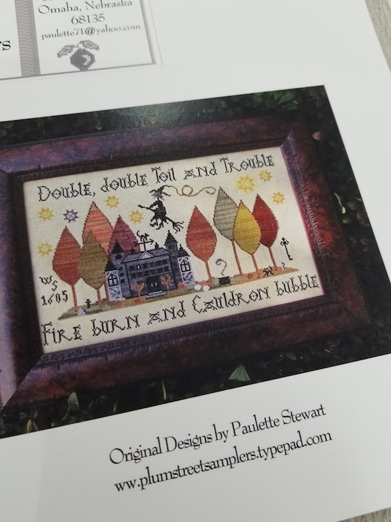 Toil and Trouble by Plum Street Samplers...cross stitch pattern, autumn cross stitch, Halloween Cross Stitch