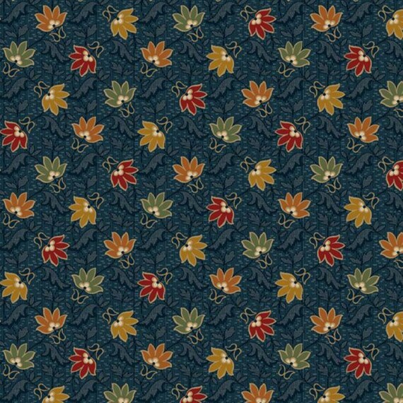 Canton Quilting Circle...R331795D-NAVY...graphic flowers...Judie Rothermel...Marcus Fabrics