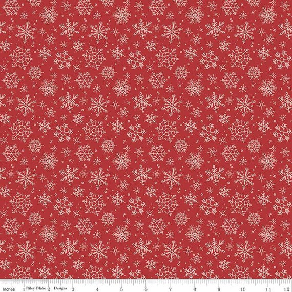 Magical Winterland...Snowflake Barn Red C14944-BARNRED...Lisa Audit...Riley Blake Designs