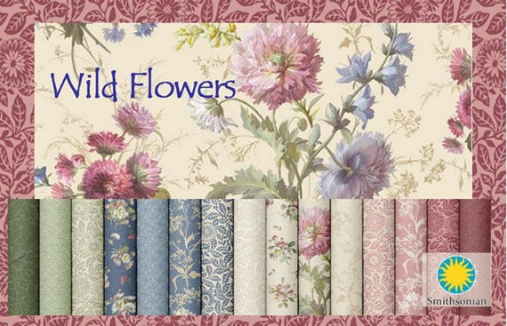 Wild Flowers...HALF Yard Bundle...Smithsonian Collection...Marcus Fabrics...15 prints