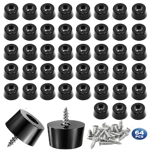 64 PCS Cutting Board Rubber Feet  0.6"x 0.5 x 0.3 " with 304 Stainless Steel Screws.