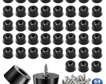 64 PCS Cutting Board Rubber Feet  0.6"x 0.5 x 0.3 " with 304 Stainless Steel Screws.