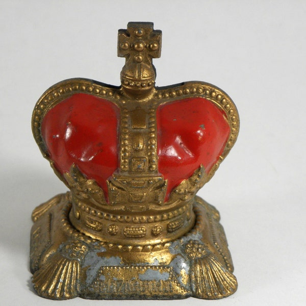 Queen Elizabeth II Coronation Crown Red Metal Bank