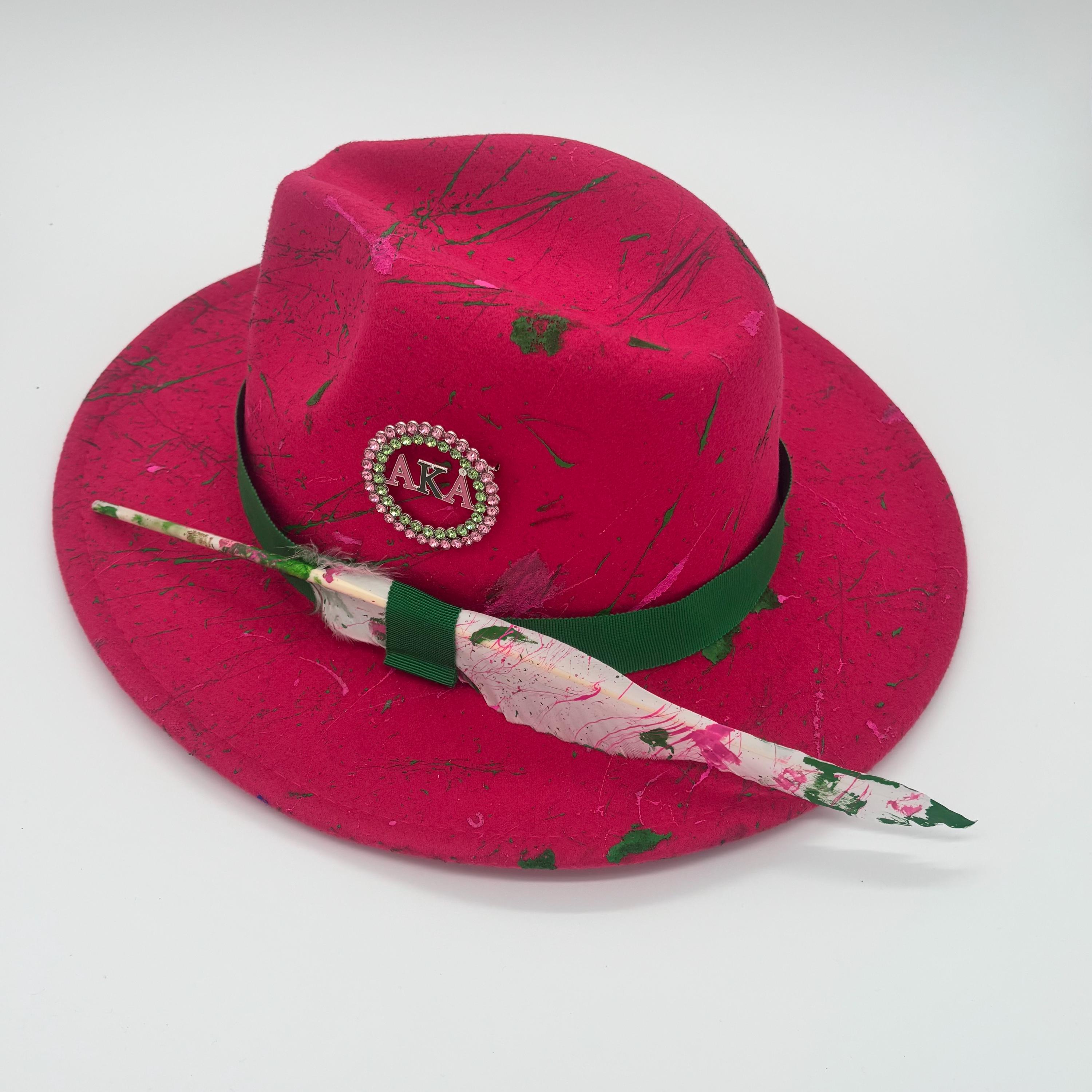 Pink and Green Fedora - Etsy