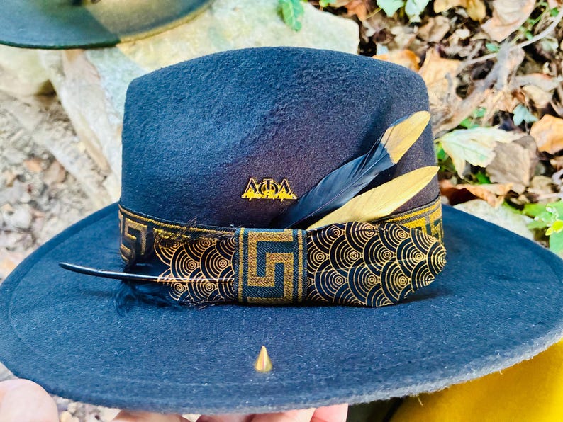 Alpha Phi Alpha Fedora: Black & Gold Fraternity Hat With Custom Options ...